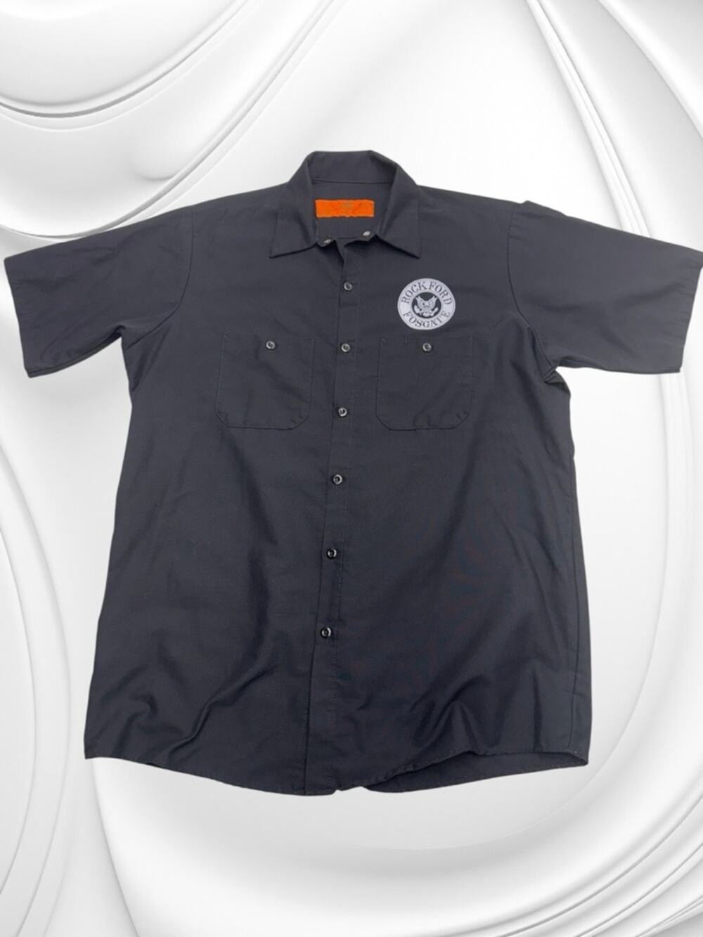 ROCKFORD FOSGATE Men’s Large Black Shoet Sleeve Work Shirt RED KAP